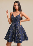 Shaniya A-line V-Neck Short Jacquard Homecoming Dress STKP0025701