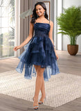 Journey Ball-Gown/Princess Straight Asymmetrical Organza Homecoming Dress With Sequins Appliques Lace STKP0025652