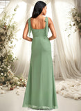 Miah A-line Square Floor-Length Chiffon Bridesmaid Dress With Bow STKP0025740