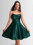 Perla A-line Cowl Short Stretch Satin Homecoming Dress STKP0025664