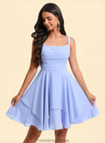 Jaylynn A-line Scoop Short Chiffon Homecoming Dress With Pleated STKP0025654