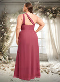 Monserrat A-line One Shoulder Floor-Length Chiffon Bridesmaid Dress With Ruffle STKP0025824