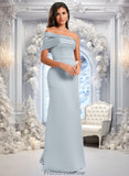 Jaylah A-line Asymmetrical Off the Shoulder Floor-Length Satin Prom Dresses STKP0025884