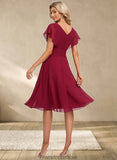 Alyssa A-line V-Neck Knee-Length Chiffon Homecoming Dress With Ruffle STKP0025716