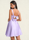 Breanna A-line Sweetheart Short Satin Homecoming Dress With Bow STKP0025682