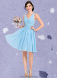 Daniela A-line V-Neck Knee-Length Chiffon Homecoming Dress With Ruffle STKP0025703