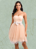 Yareli Ball-Gown/Princess Sweetheart Short Tulle Homecoming Dress With Bow STKP0025719