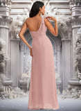 Jazlyn A-line One Shoulder Floor-Length Chiffon Bridesmaid Dress With Bow STKP0025748