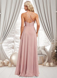 Melissa A-line Halter Floor-Length Chiffon Bridesmaid Dress STKP0025821