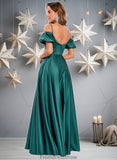 Nan A-line Off the Shoulder Sweetheart Floor-Length Satin Prom Dresses STKP0025852