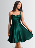 Perla A-line Cowl Short Stretch Satin Homecoming Dress STKP0025664