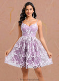 Kianna A-line V-Neck Short Lace Homecoming Dress With Embroidered STKP0025697