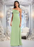 Jaylah A-line Asymmetrical Off the Shoulder Floor-Length Satin Prom Dresses STKP0025884