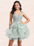 Charlie Ball-Gown/Princess V-Neck Short Tulle Lace Homecoming Dress STKP0025671