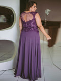 Olive A-Line/Princess Chiffon Applique Scoop Sleeveless Floor-Length Mother of the Bride Dresses STKP0020444