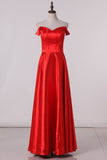 2024 Evening Dresses A Line Off The Shoulder Elastic Satin PLPFQSCG