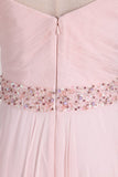 2024 A Line Straps Chiffon With Ruffles And Beads Prom PMEBCCKT