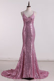 2024 Mermaid Spaghetti Straps Prom Dresses With P5RJJKQY