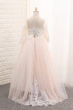 2024 Ball Gown Scoop Long Sleeves Flower Girl Dresses Tulle PNN2NK4T