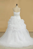 2024 A Line Wedding Dress Sweetheart Ruffles Court Train Beaded Belt PSZTBCPS