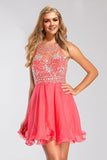 2024 Halter A Line Sexy And Cute Homecoming Dress Short/Mini Chiffon&Tulle PD5S2M9Z