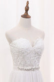 2024 A Line Chiffon Sweetheart Wedding Dresses With Applique PJMS13T4