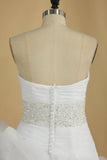 2024 A Line Wedding Dress Sweetheart Ruffles Court Train Beaded Belt PSZTBCPS