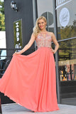 2024 A Line Spaghetti Straps With Beading Prom Dresses Chiffon Open PN487EZ2