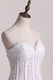 2024 Gorgeous Wedding Dresses A-Line Sweetheart See Through Floor-Length Tulle With Pearls P5KLL9DS