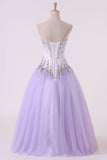 2024 Tulle Sweetheart Beaded Bodice Ball Gown Quinceanera Dresses PLRA88Z9