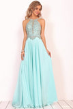 2024 A Line Chiffon Spaghetti Straps Prom Dresses With Beading Floor PAL1N2JN