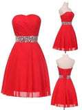Elegant Sweetheart Sparkle Red Short Prom/Homecoming Dress with Beading