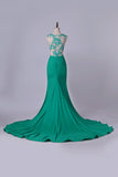 2024 New Arrival Scoop Mermaid Prom Dresses With PYLLYEHD