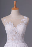 2024 Chapel Train Wedding Dresses Bateau Tulle With Applique And Sash A PKG4H3RE