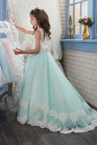 2024 A Line Tulle With Applique Flower Girl Dresses Scoop PYNM8Z28