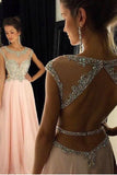 2024 Cap Sleeves Prom Dresses Scoop A Line Chiffon With Beading Floor PJKA5KNN