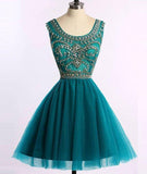 A-Line Bateau Short/Mini Homecoming Dress with