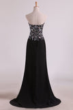 2024 Mermaid Beaded Bodice Chiffon With Slit Prom Dresses Sweep PL29Y9YT