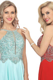 2024 A Line Chiffon Spaghetti Straps Prom Dresses With Beading Floor PAL1N2JN