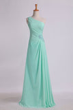 2024 Evening Dresses One Shouder Pleated Bodice Column Chiffon With PBE3F6XJ