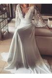 2024 Chiffon 3/4 Length Sleeves Wedding Dresses V Neck Open Back PD6QNYM2