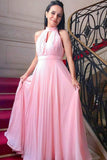 2024 A Line High Neck Floor Length Chiffon PFQYNJNJ