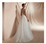 Awesome A-line V-neck Appliqued Wedding Dress with Buttons