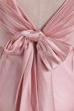 2024 A Line V Neck Bridesmaid Dresses Open Back Stretch Satin Floor PL88BPBN