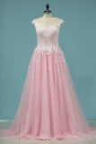2024 Prom Dresses A Line Scoop With Applique Tulle PK7A896H