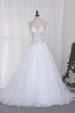 2024 A Line Sweetheart Beaded Bodice Wedding Dresses Organza PKDLNETP