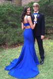 Simple Mermaid Open Back Royal Blue Prom Dresses For Teens, Long Prom Dress STK15394