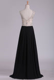 2024 Cap Sleeve Prom Dresses Bateau With Beading And Slit PDCX42PT