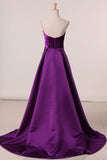 2024 A Line Sweetheart Prom Dresses Satin & Velvet Sweep PL9D9FC5