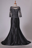 2024 Mother Of The Bride Dresses Bateau 3/4 Length Sleeves With Applique & Sash PF51JTR1
